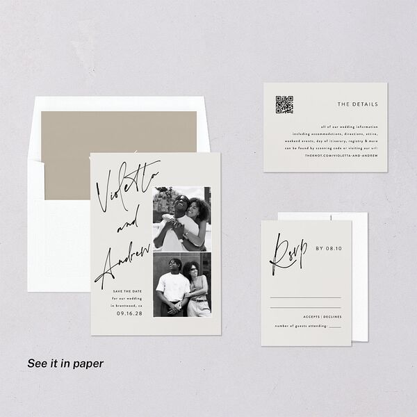 Signed Digital Save the Date Cards Licorice Dusty Blue Lets Celebrate Standard