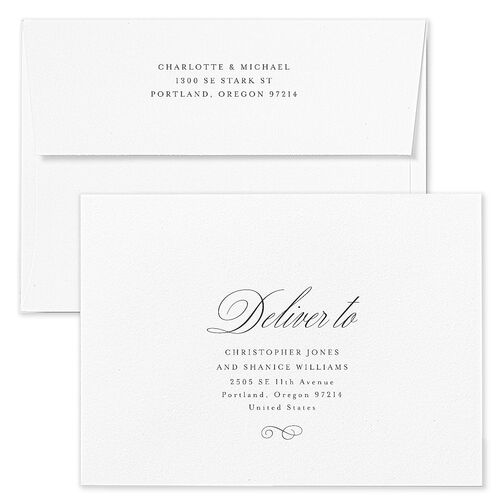 Classic Romantic Photo Wedding Invitation Envelopes Pure White Rose Recipient Address Standard Signature
