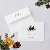 Holiday Floral Holiday Cards Maroon Signature Blank Landscape Standard