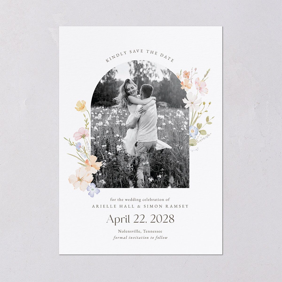 Wildflower Photo Save the Date Cards Lilac Signature smooth Blank No Standard