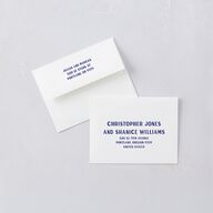 Retro Photo Postcard Inspired Save the Date Petite Card Envelopes White Sapphire Both Recipient and Return Addresses Signature Standard