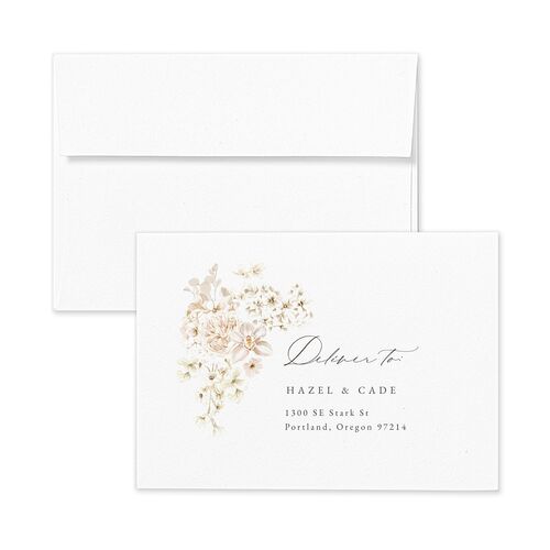 Luxury Floral Response Card Envelopes White Pure White Return Address Signature Standard
