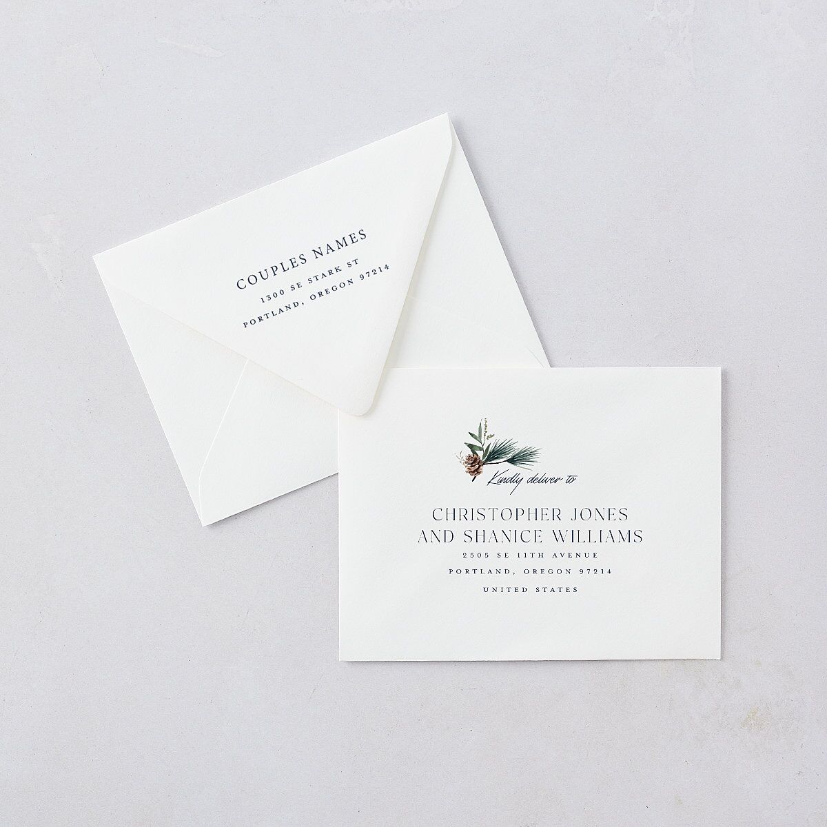 Rustic Pine Thank You Card Euro Envelopes — view 1