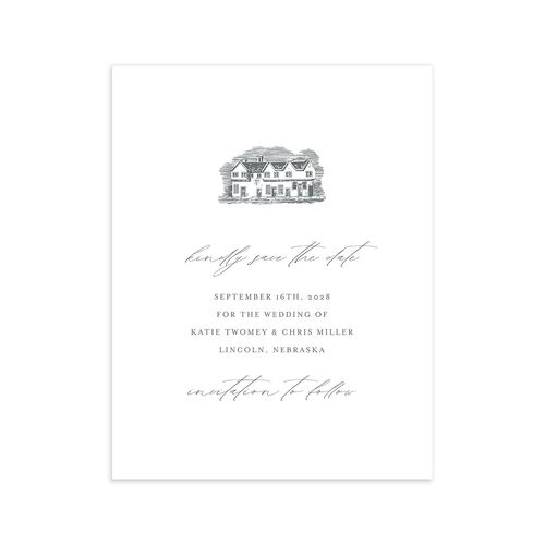 Classic Landscape Save the Date Petite Cards Steel Gray Signature smooth Blank No Standard