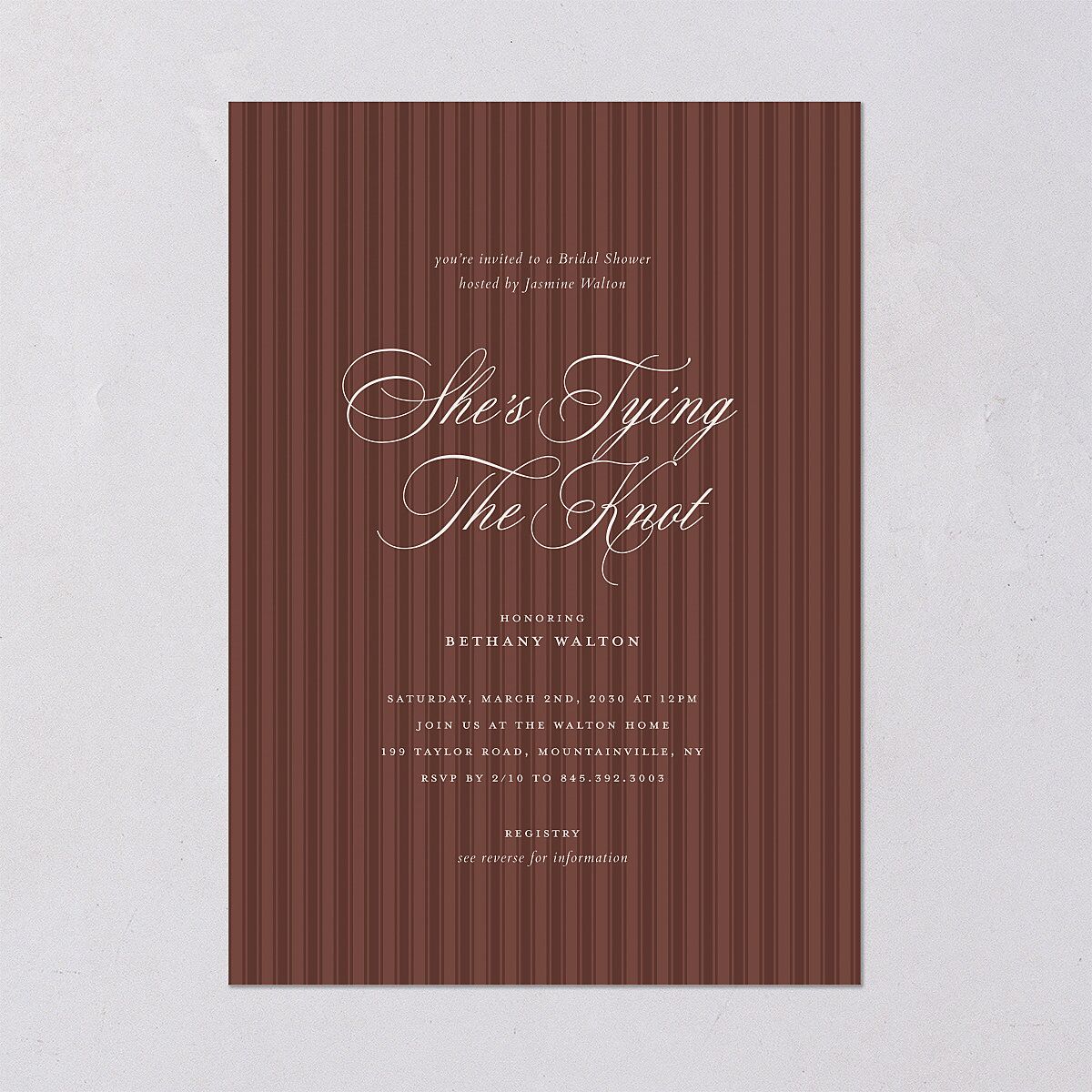 Vintage Oval Monogram Bridal Shower Invitations Merlot Signature Blank Standard