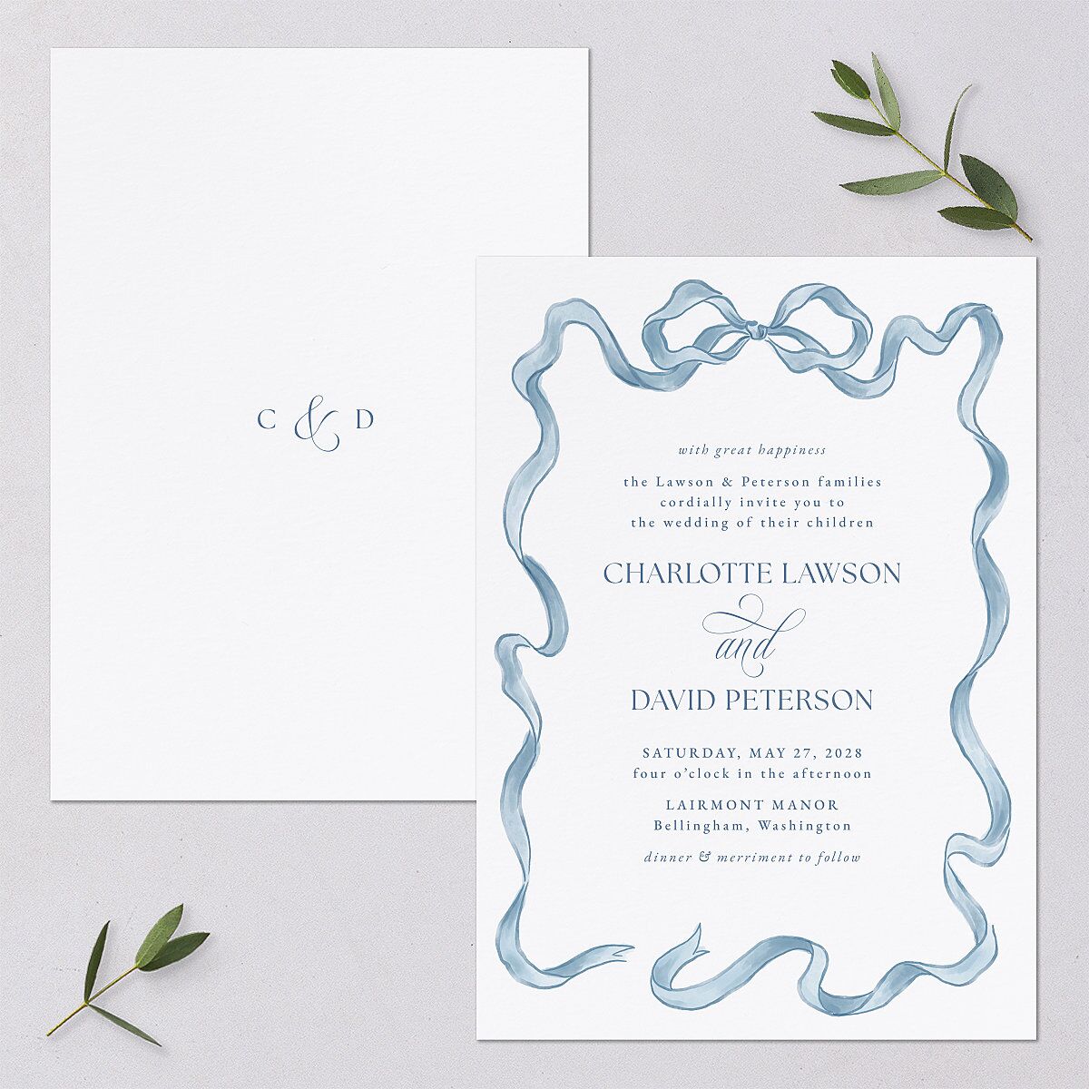 Vintage Bow Wedding Invitations — view 1