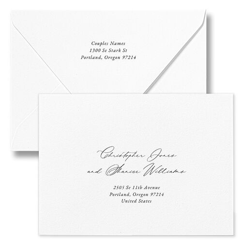 Timeless Floral Hoop Save The Date Card Euro Envelopes White Luxe Pure White Both Recipient and Return Addresses Signature