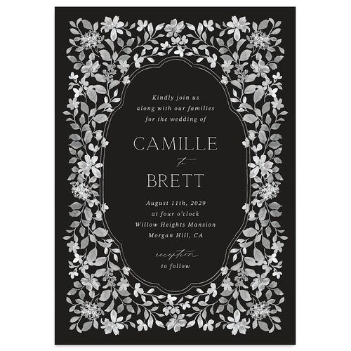 Porcelain Blue Floral Watercolor Wedding Invitations Midnight Signature Blank No Standard