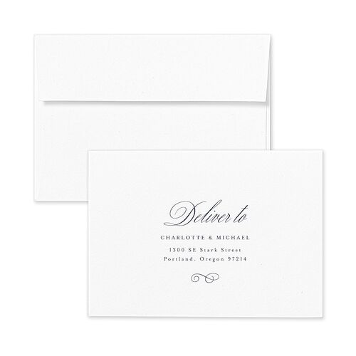 Classic Romantic Photo Response Card Envelopes Ink Blue Kraft Return Address Signature Standard