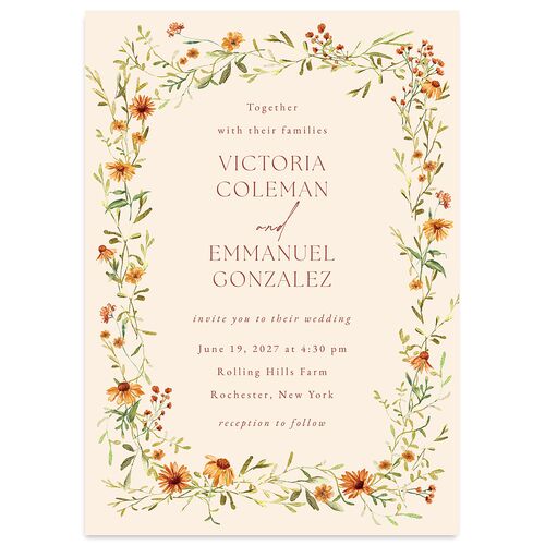 Wildflower Border Wedding Invitations  Cinnamon Signature Blank No Standard