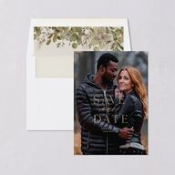 Eucalyptus Edges Save the Date Cards Gold Thyme Signature smooth Blank No Standard
