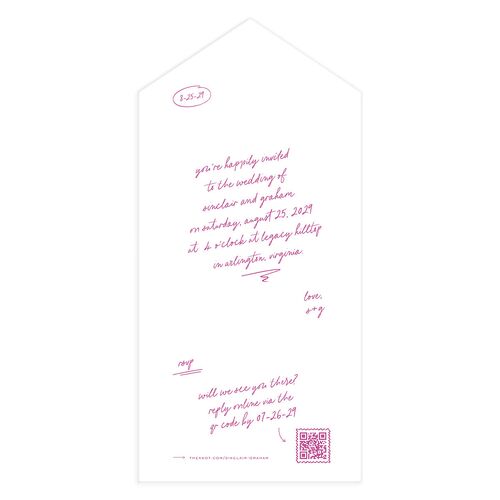 Sunny Day Modern Script All-in-One Wedding Invitations Jewel Purple Signature Light Both Recipient and Return Addresses No