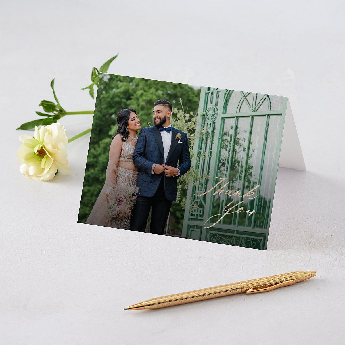Gilded Lehenga Thank You Cards — view 1