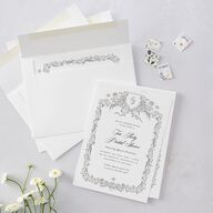 Rose Garden Crest Bridal Shower Invitations by Bridgerton Pure White Signature Blank Standard