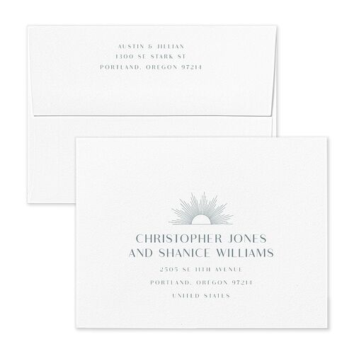 Modern Romantic Save the Date Magnet Envelopes Kraft Regency Blue Return Address Signature Standard
