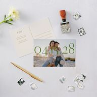 Hawaiian Tropical Monstera Frame Save the Date Postcards Scottish Green