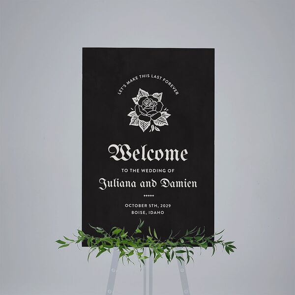 Moody Gothic Rose Standard Welcome Sign Large Midnight Standard Indoor Foam Core L Welcome