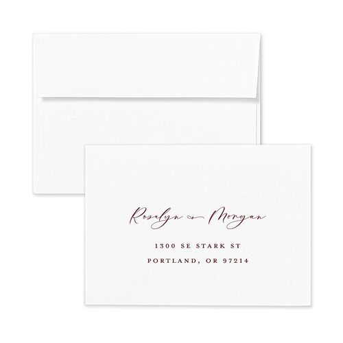 Gilded Botanical Response Card Standard Envelopes White Burgundy Return Address Signature Standard