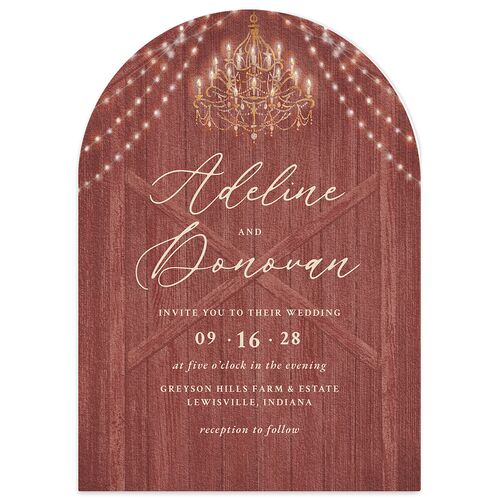 Farmhouse Lights Wedding Invitations Jewel Red Signature Blank No Arch