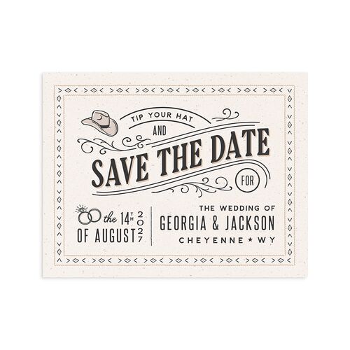 Western I Do BBQ Save the Date Petite Cards Taupe Signature smooth Blank Standard