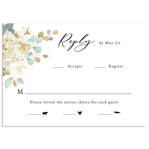 Gilded Hydrangea Wedding Response Cards Gold Charcoal Signature Standard