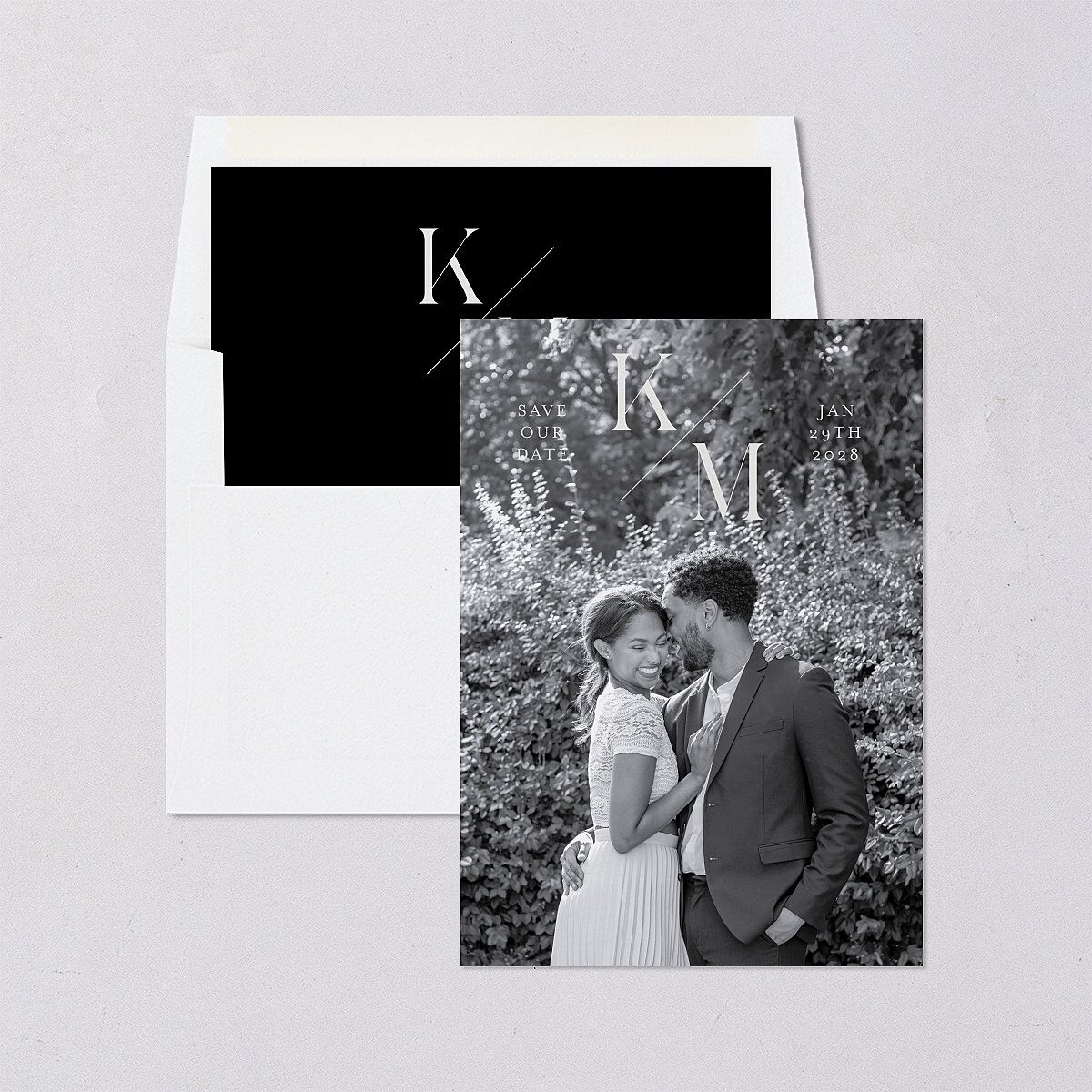Monogram Slant Save the Date Cards — view 4