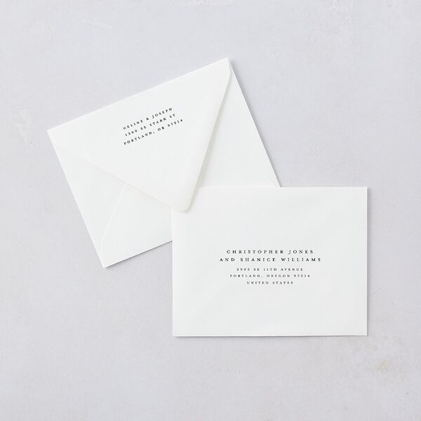Classically Captured Photo Landscape Save the Date Petite Card Euro Envelopes Midnight White Both Recipient and Return Addresses Luxe Signature