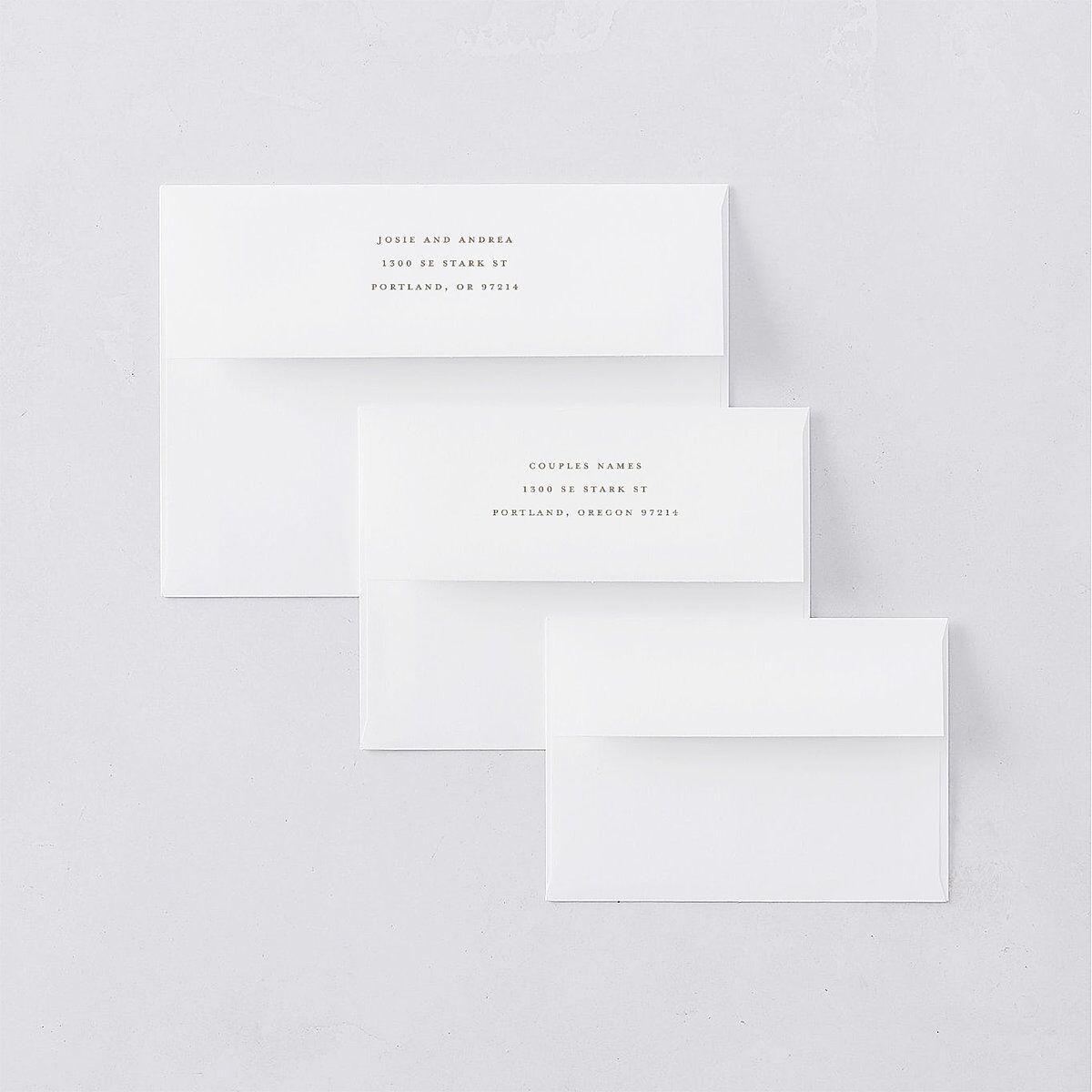 Eclectic Adornment Rehearsal Dinner Invitation Envelopes White Peony Both Recipient and Return Addresses Signature Standard