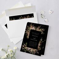 Moody Romance Wedding Invitations Gold Midnight Signature Blank No