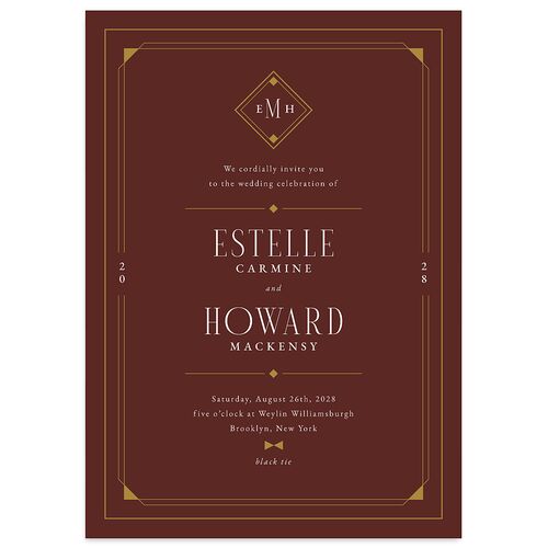 Old Hollywood Glam Wedding Invitations Merlot Signature Blank No