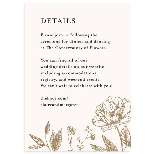 Classic Botanical Border Wedding Event Detail Cards Mocha Signature Standard