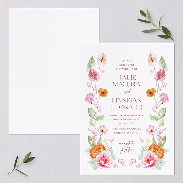 Whimsical Maximalist Floral Wedding Invitations Mulberry Signature Blank No Standard