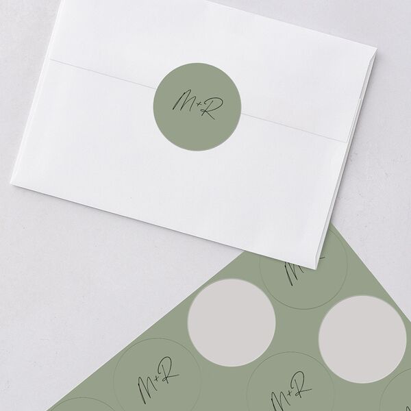 Fairytale Woodgrain Slab Wedding Stickers Pure White Circle
