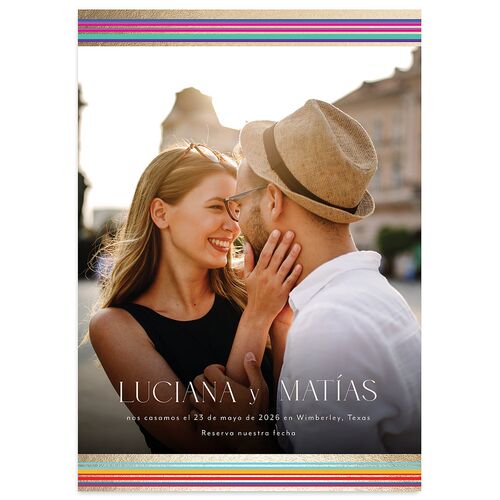 Serape de Sol Save The Date Cards Gold Stream Signature smooth Blank No Standard