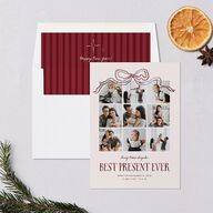 Best Present Ever Bow Gallery Holiday Cards Merlot Signature Blank Standard Portrait