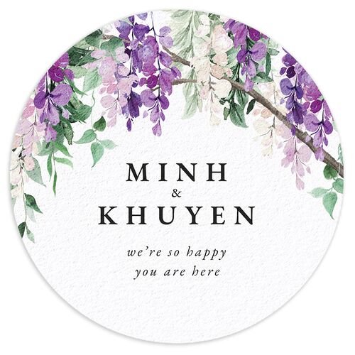 Romantic Wisteria Coasters Purple Petal Cardboard Circle