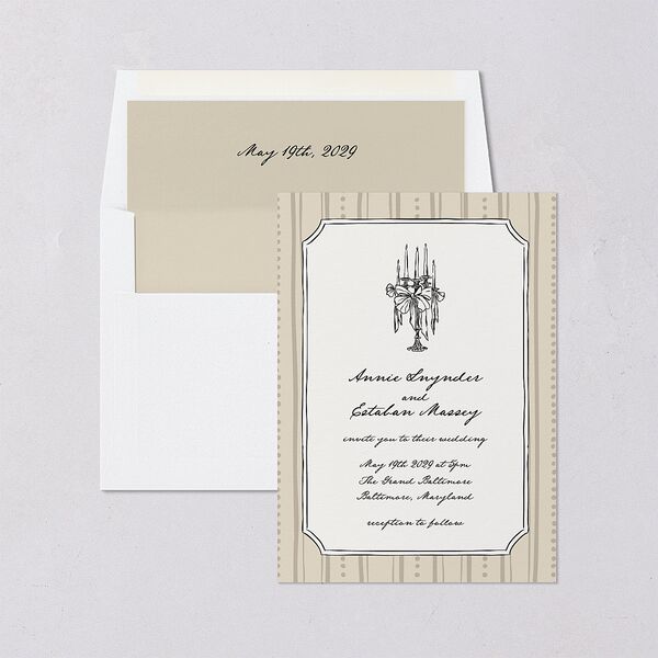 Vintage Candelabra with Bow Envelope Liners Bisque Standard