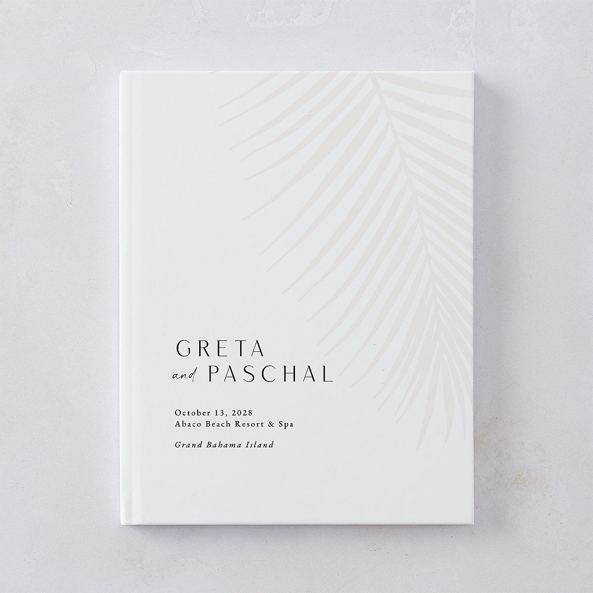 Lavish Palm Wedding Guest Book Pure White