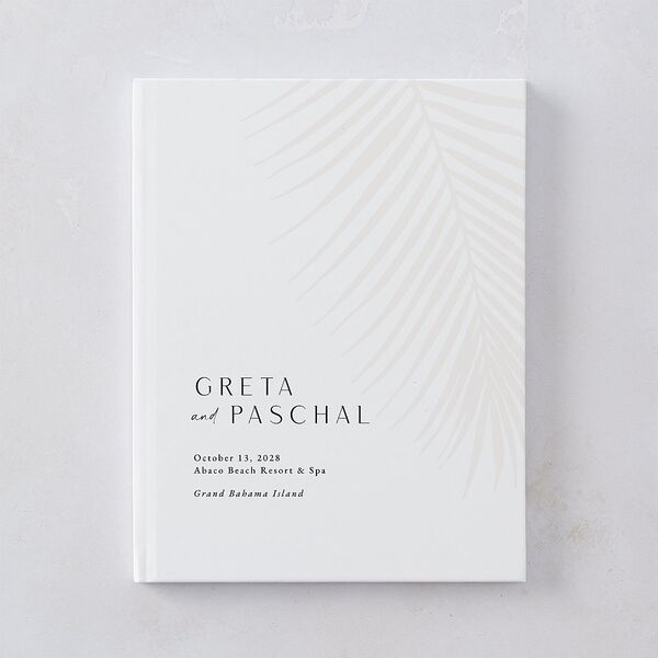 Lavish Palm Wedding Guest Book Pure White