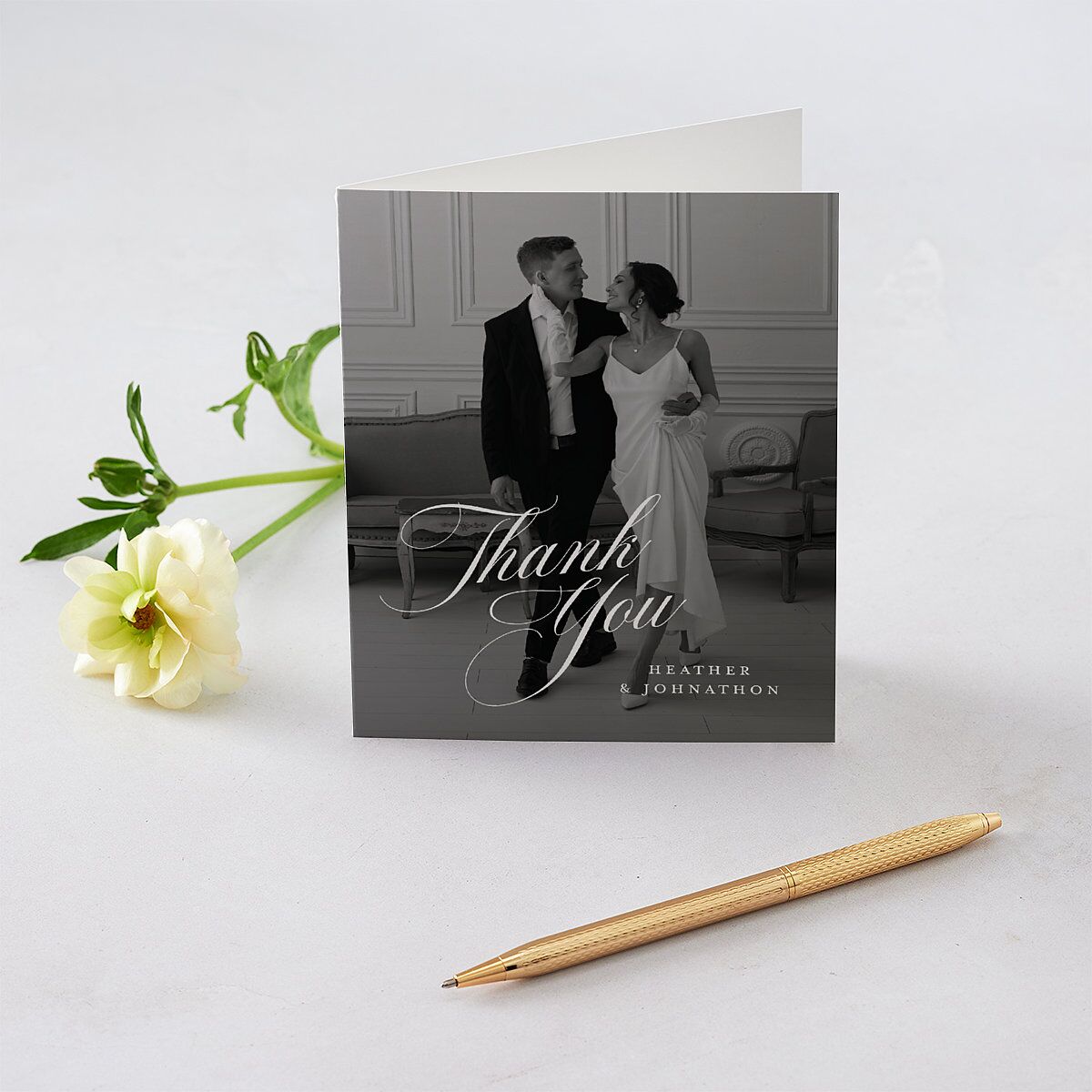 Classic Script Photo Thank You Cards Regency Blue