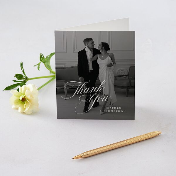 Classic Script Photo Thank You Cards Regency Blue