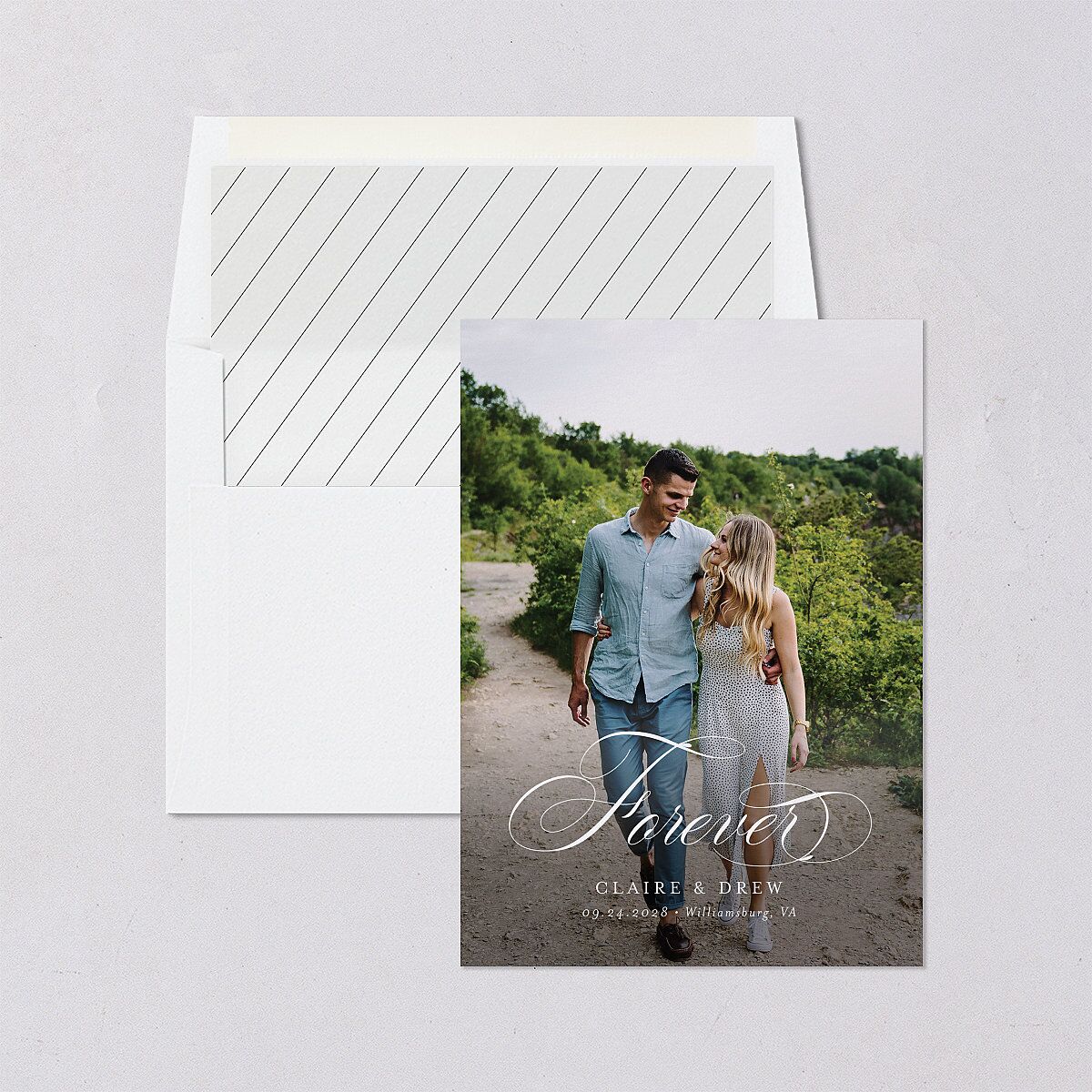 Classic Calligraphy Save The Date Cards Licorice Signature smooth Blank No Standard
