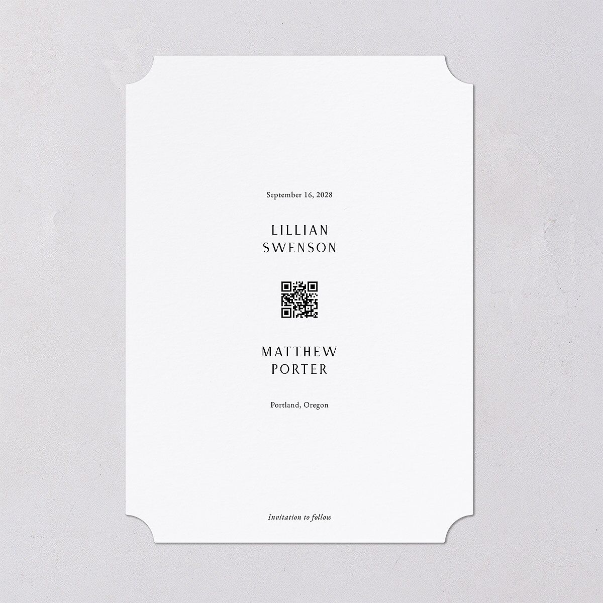 Editorial Monogram Save the Date Cards Pure White Signature smooth Blank No