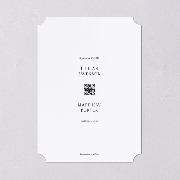 Editorial Monogram Save the Date Cards Pure White Signature smooth Blank No