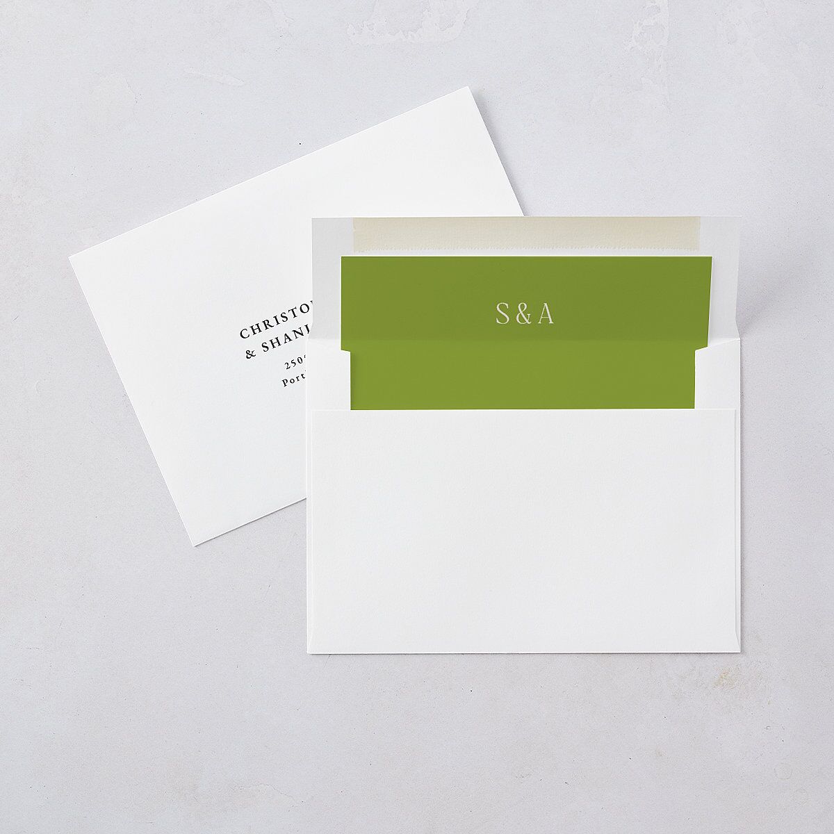 Modern Editorial Wedding Date Envelope Liners Meadow Standard