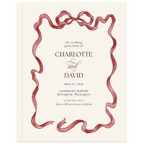 Vintage Bow Guest Books Maroon