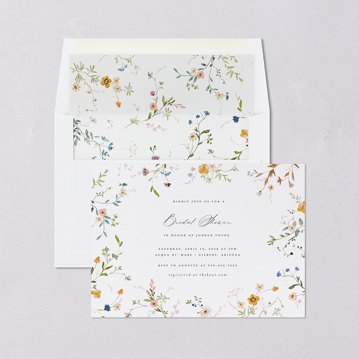 Dainty Wildflowers Bridal Shower Invitations Sunflower Signature Blank Standard