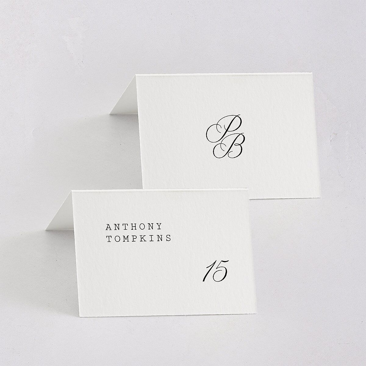 Vintage Script Place Cards Pure White Signature