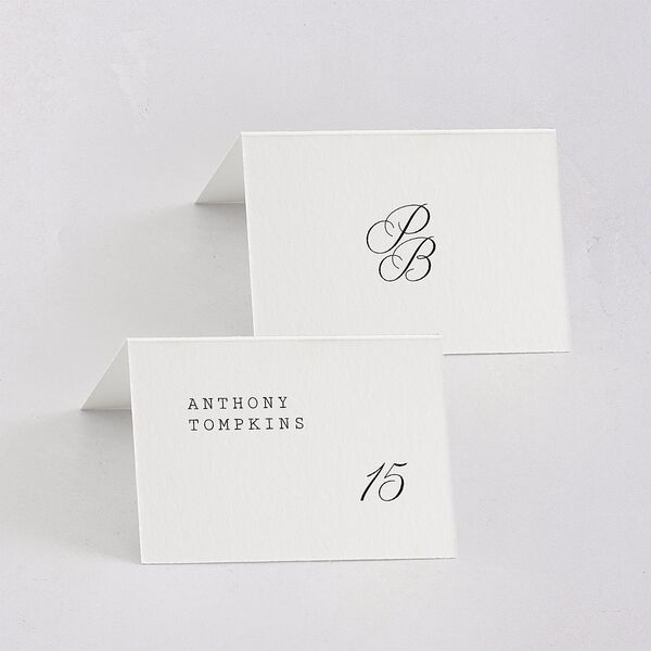 Vintage Script Place Cards Pure White Signature