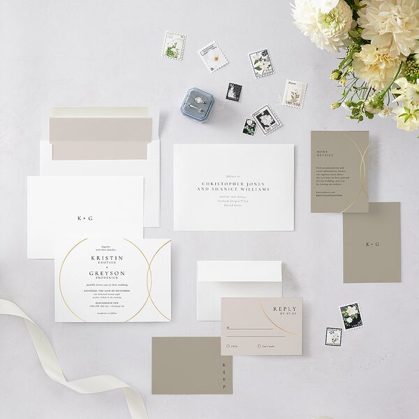 Minimal Rings Wedding Invitations Gold Pure White Signature Blank No Standard